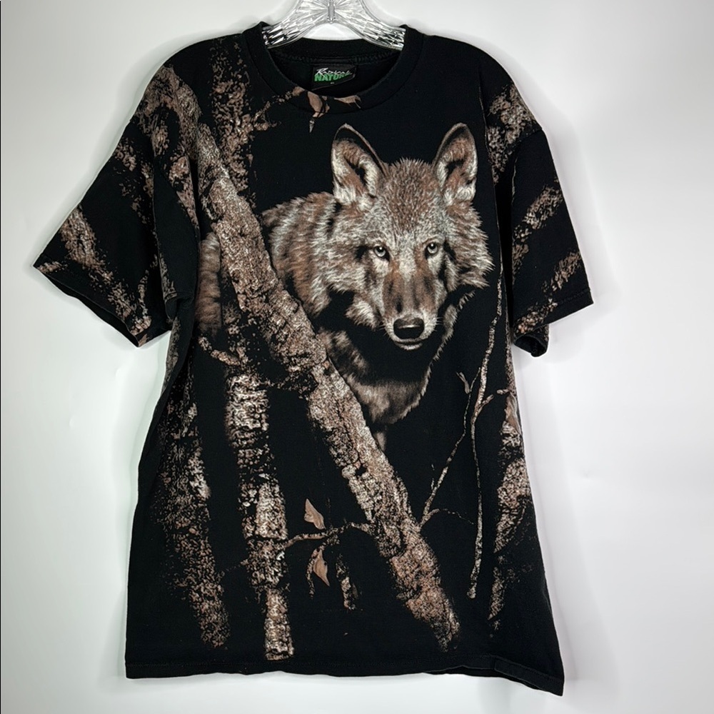 Vintage Radical Nature Wolf AOP Tshirt Size XL